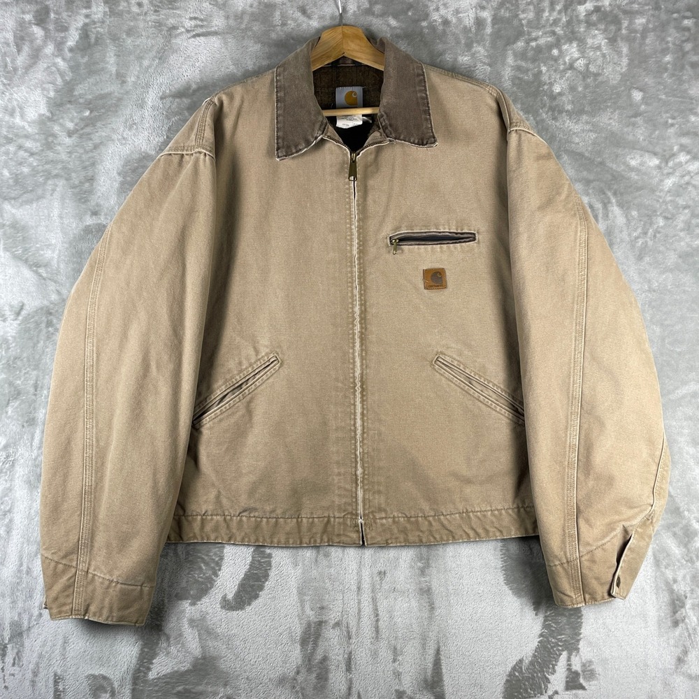 Carhartt J97SDL Detroit Jacket Mens XXL Sandstone Duck Blanket Lined Canvas MINT